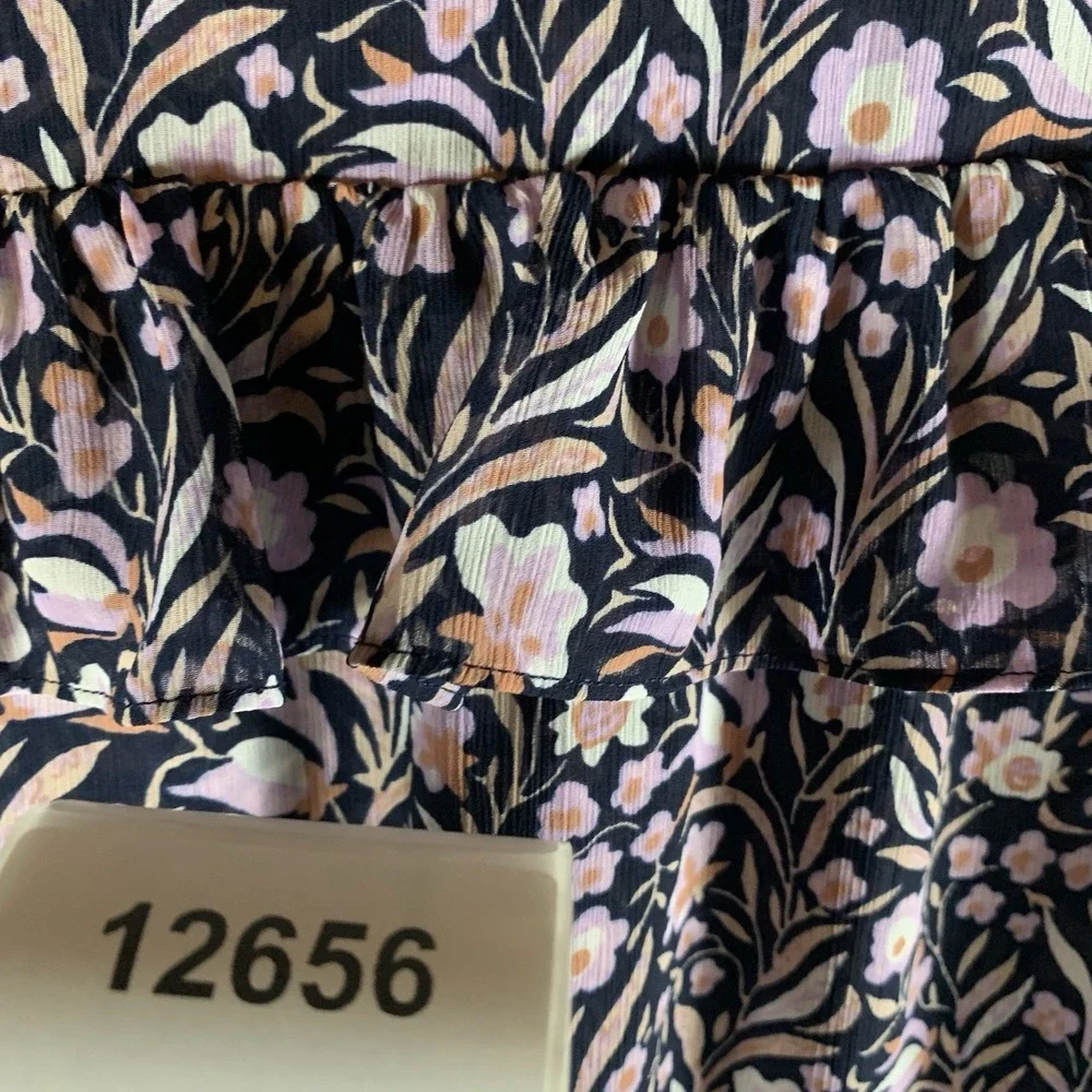 J Crew Womens Blouse Top M Floral Ruffles‎ Bell Sleeve Tie Boho Preppy Keyhole